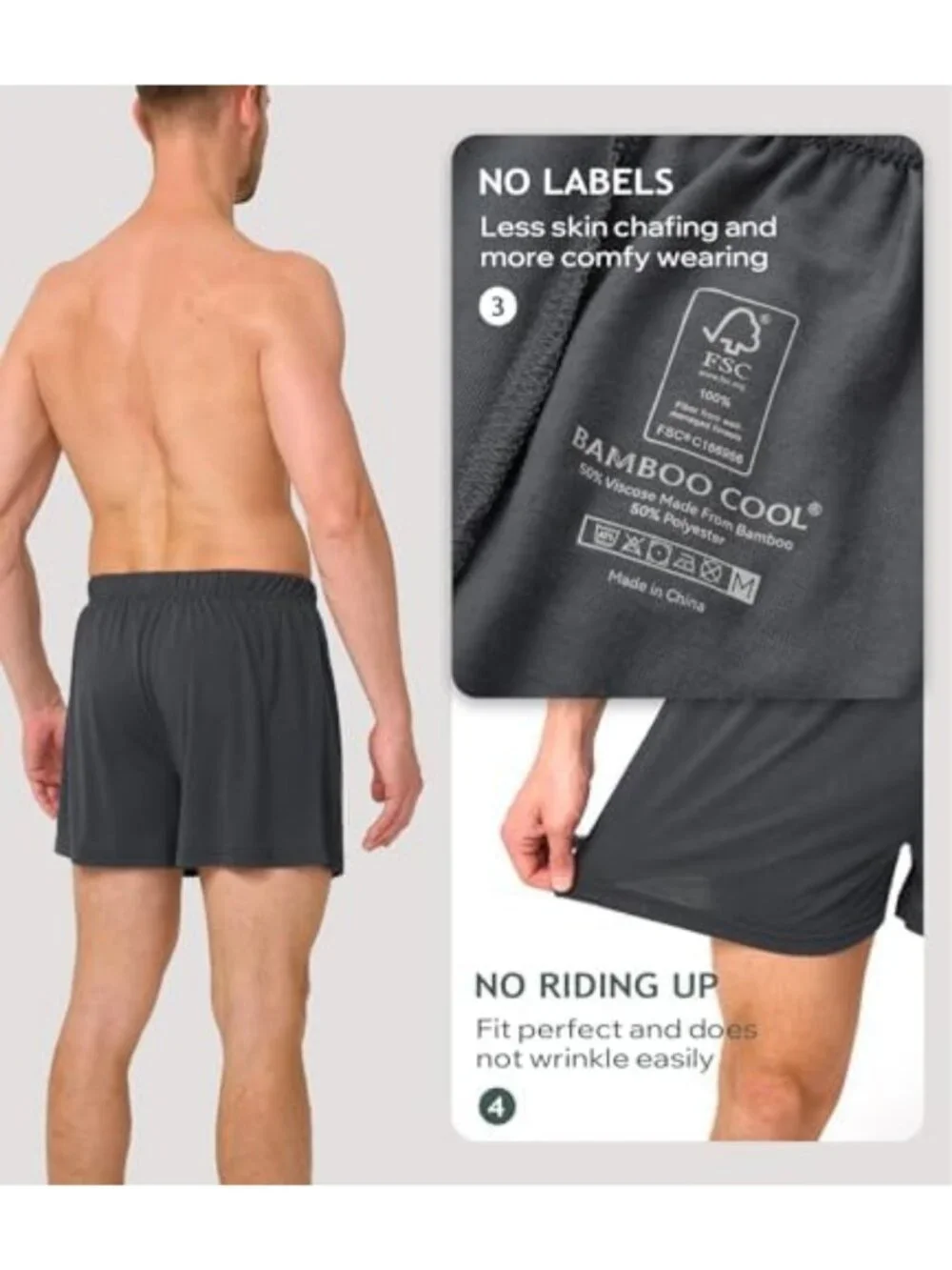 Breathable Men's Boxer Shorts 3/5 Pack - Moisture Wicking, Loose Fit Comfort